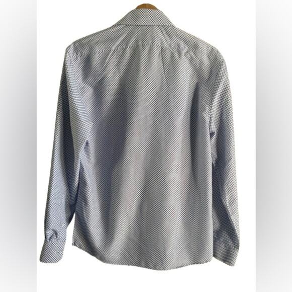 NWT Calabrum London Blue White Button Up Long Sleeve Shirt Sz S‎ - Picture 2 of 10